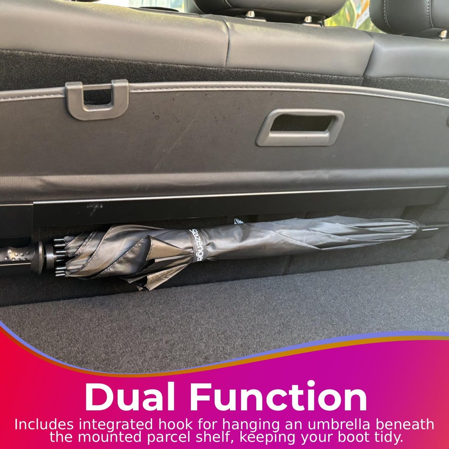 Rear Parcel Shelf Bracket Mounts with Umbrella Hook for JAECOO 7 | Boot Storage & Seat Back Organizer | Secure Parcel Tray Holder | Easy Install Tailored Fit for JAECOO 7 SUV
