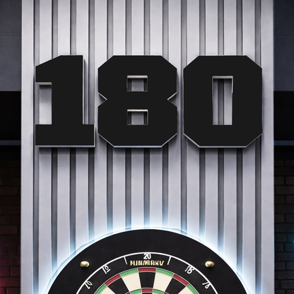 180 3D Wall Letters Sign – Wall Mounted or Freestanding Darts Room Decor – Man Cave Games Room Dartboard Sign for Dad (Black)