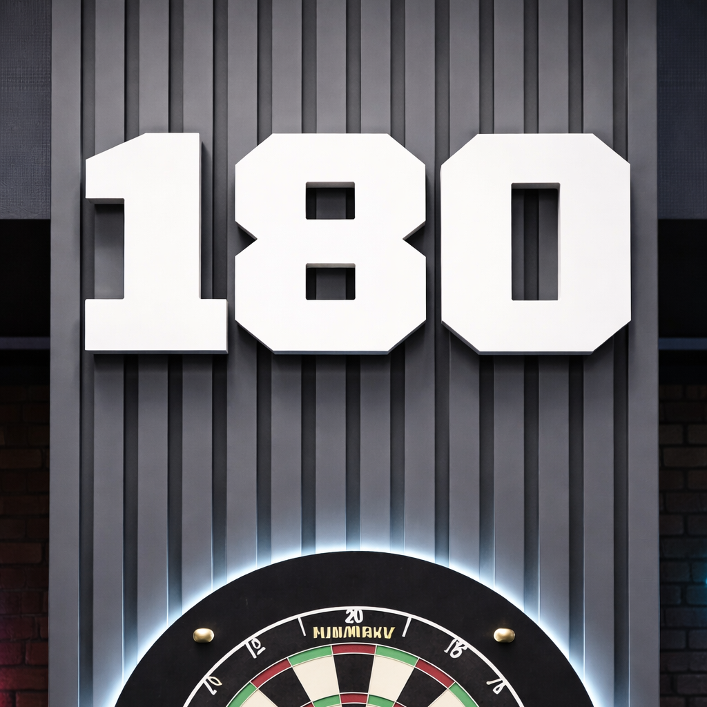 180 3D Wall Letters Sign – Wall Mounted or Freestanding Darts Room Decor – Man Cave Games Room Dartboard Sign for Dad (White)