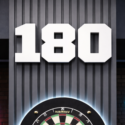 180 3D Wall Letters Sign – Wall Mounted or Freestanding Darts Room Decor – Man Cave Games Room Dartboard Sign for Dad (White)