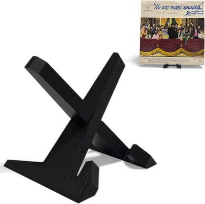 Now Playing Vinyl Record Stand, Plastic Display Vinyl Holder Stand, Retro Now Spinning Record Accessories (Black)