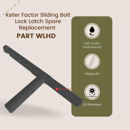 Replacement Sliding Bolt Lock Latch for Keter Store It Out WLHD, MAX Ultra, and Others, UV Resistant, Lockable