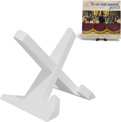 Now Playing Vinyl Record Stand, Plastic Display Vinyl Holder Stand, Retro Now Spinning Record Accessories (White)