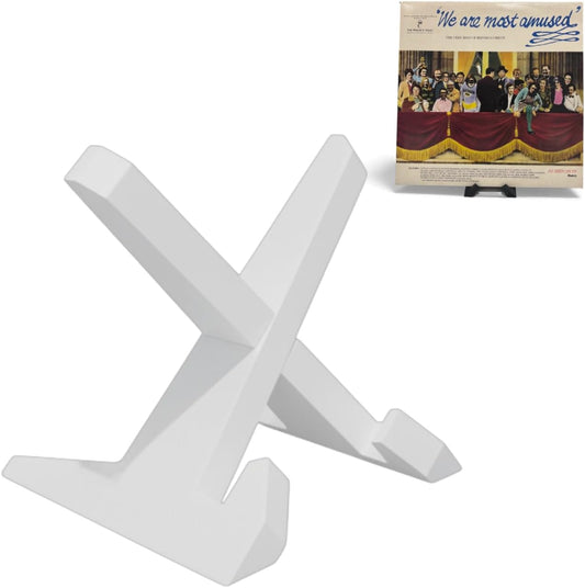 Now Playing Vinyl Record Stand, Plastic Display Vinyl Holder Stand, Retro Now Spinning Record Accessories (White)