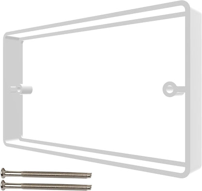 2-Gang Socket Extender 20mm Wall Box Spacer – Double Electrical Back Box Extension for UK Sockets, Tiled MDF or Panelled Walls Mounting Frame (White)