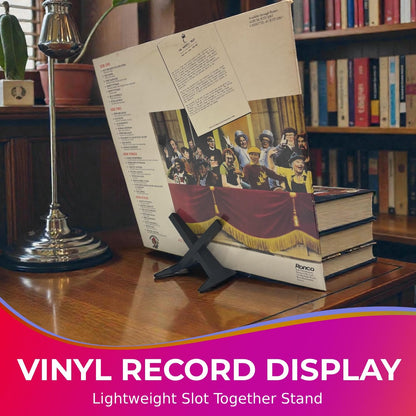 Now Playing Vinyl Record Stand, Plastic Display Vinyl Holder Stand, Retro Now Spinning Record Accessories (White)