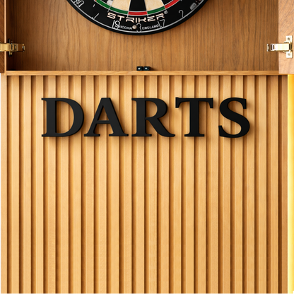 DARTS 3D Wall Letters Sign – Freestanding or Wall Mounted Darts Room Decor – Man Cave Games Room Dartboard Sign for Dad (Black)