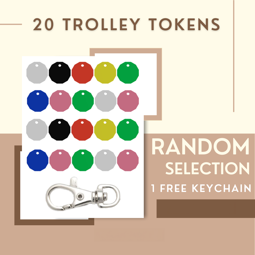 Bulk Trolley and Locker Coin - UK Pound Token Keyring for Shopping Trolleys and Gym - Durable Plastic Shopping Token with Key Clip
