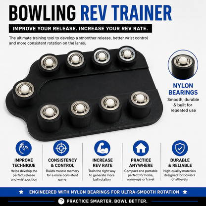 Bowling Rev Trainer – Wrist & Release Training Aid for Ten Pin Bowling – Improve Ball Rotation, Consistency & Technique – Portable Bowling Practice Tool