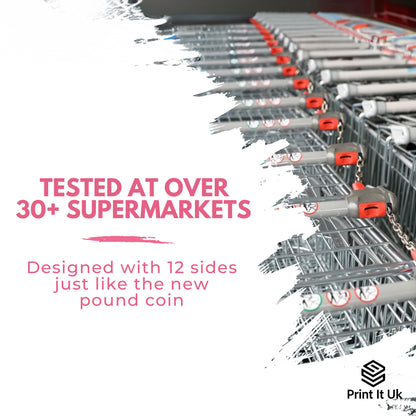 Bulk Trolley and Locker Coin - UK Pound Token Keyring for Shopping Trolleys and Gym - Durable Plastic Shopping Token with Key Clip