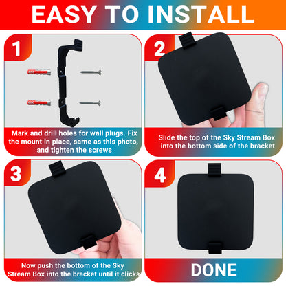 Wall Mount Bracket Compatible With Stream Puck Box by Sky – Space-Saving Design – Black