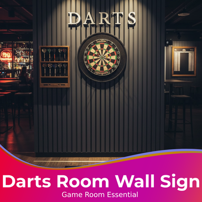 DARTS 3D Wall Letters Sign – Freestanding or Wall Mounted Darts Room Decor – Man Cave Games Room Dartboard Sign for Dad (White)