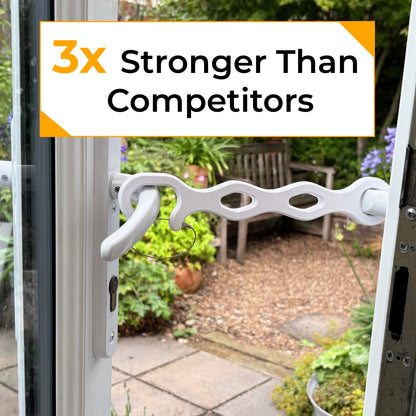 25cm XL French Door Stay with Wind-Resistant Twist-Lock – Patio Door Holder/Restraint – Large Dog & Pet Access – Secure Hold Open for French & Patio Doors - White