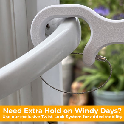 25cm XL French Door Stay with Wind-Resistant Twist-Lock – Patio Door Holder/Restraint – Large Dog & Pet Access – Secure Hold Open for French & Patio Doors - White