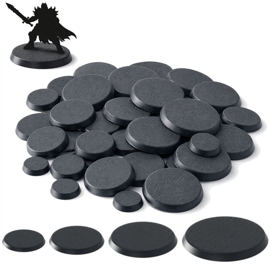 Wargaming Hobby Bases Mixed Size – 40 Pack Round Model Miniature Plastic Bases Assorted 25mm 32mm 40mm 50mm for Tabletop War Games RPG Figures