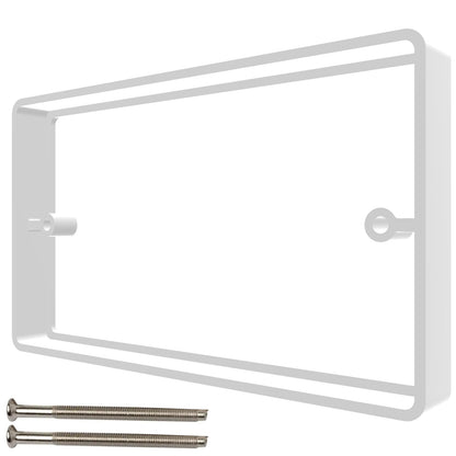 10mm Ultra Slim Wall Box Spacer for 2-Gang UK Sockets – Double Electrical Back Box Extension Mounting Frame for Tiled, MDF or Panelled Walls (White)